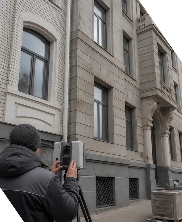 Лазерное сканирование фасадов зданий для обследования в Темрюке